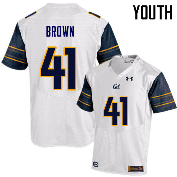 Youth #41 Gerran Brown Cal Bears (California Golden Bears College) Football Jerseys Sale-White - Click Image to Close